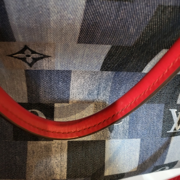 Louis Vuitton denim patchwork Onthego GM Rouge tote - Picture 3 of 9